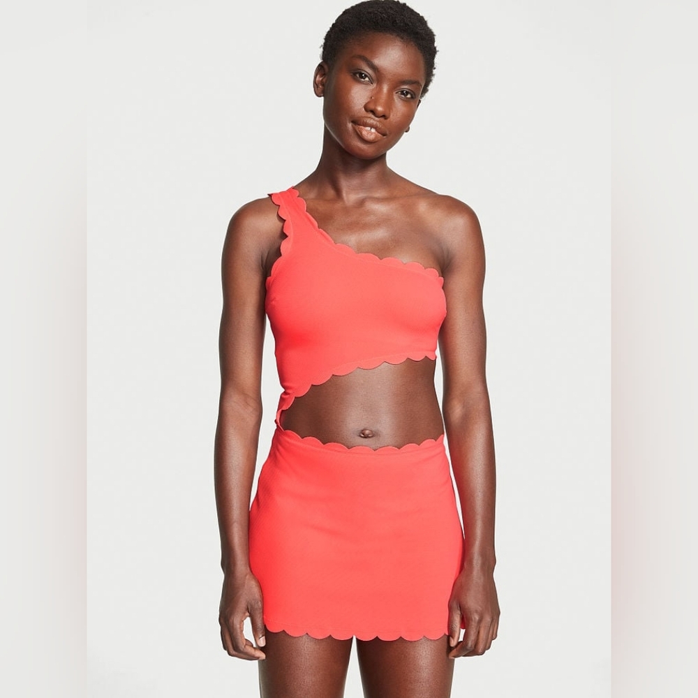 Victoria's Secret Women's Swim Scallop Dress in Orange